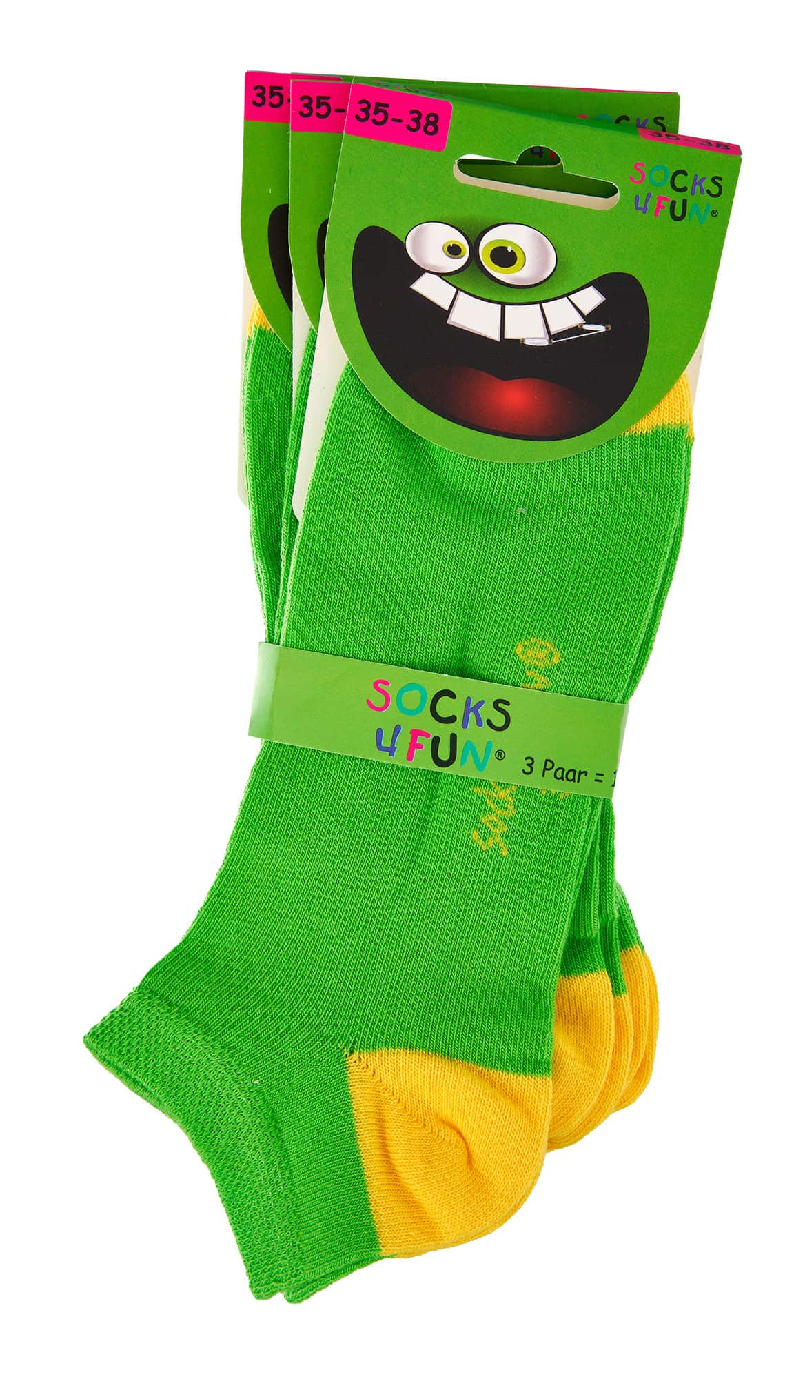 Computer-Kinder Sneakers-Socken „Gute Laune-Farben“ 3 Paar/ 1 Grundfarbe