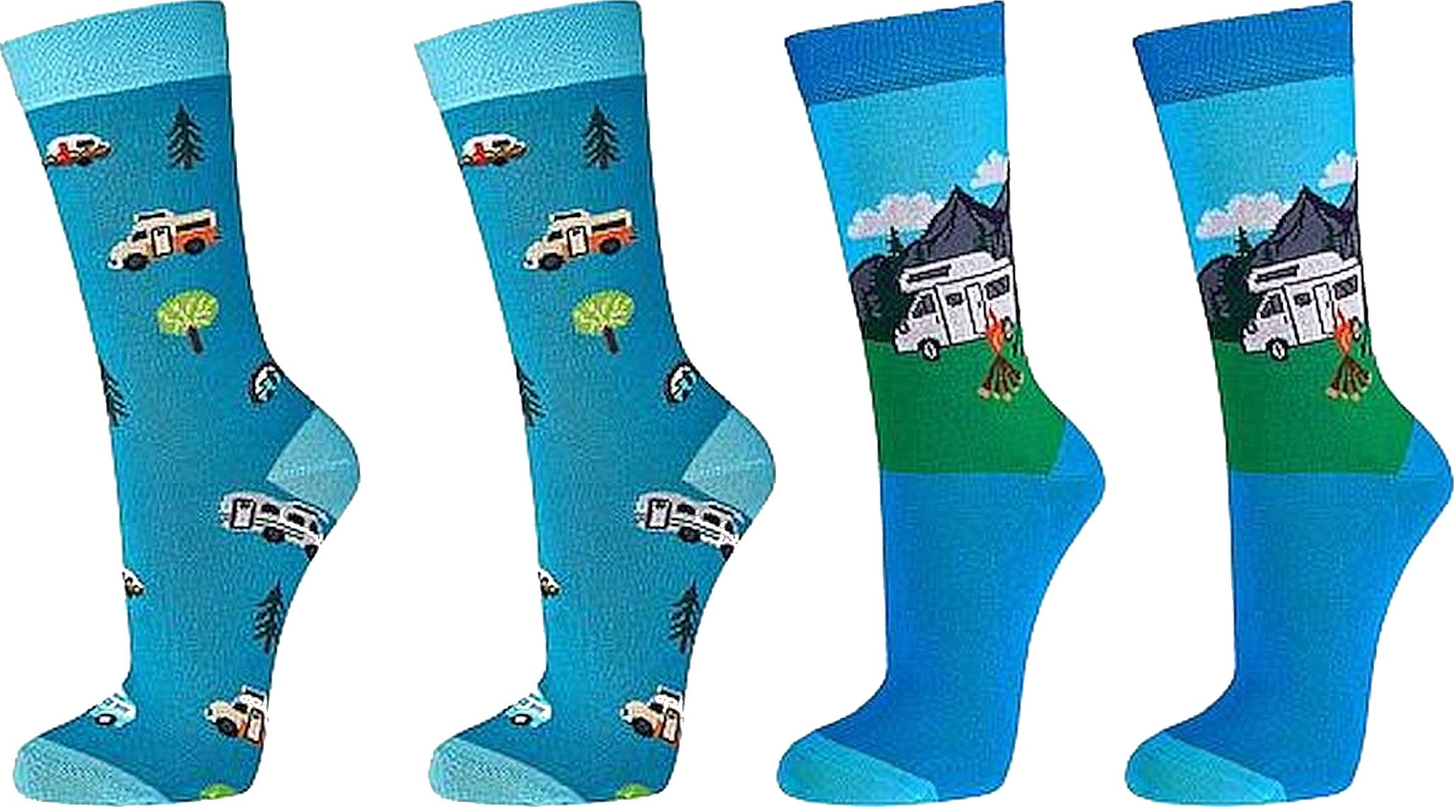  Witzige Socken CAMPING - SOCKS 4 FUN - Mehr Spaß im Alltag für Teenager, Damen und Herren, 2 Paar