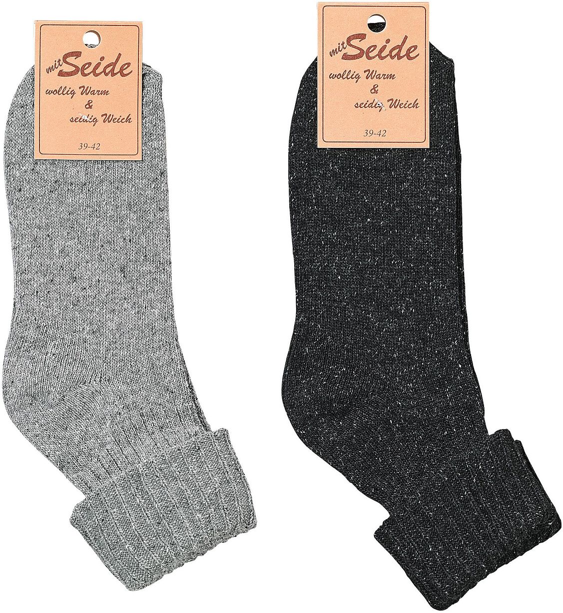 Umschlag- Socken mit Seide und Wolle-Vorgewaschen, sehr weich ,  2 Paar