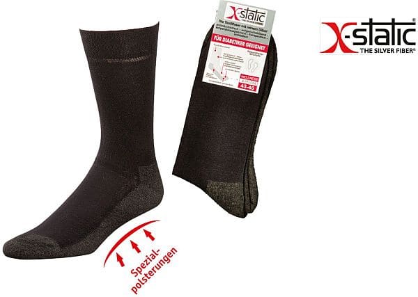 Herren Funktions-Socken - normallang  mit Silberfaser      2Paar
