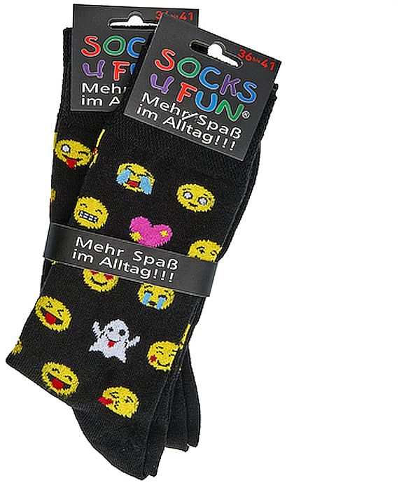 SMILE  Witzige Socken Lustige Dessin - SOCKS 4 FUN - Mehr Spaß im Alltag für Teenager, Damen und Herren, 2 Paar