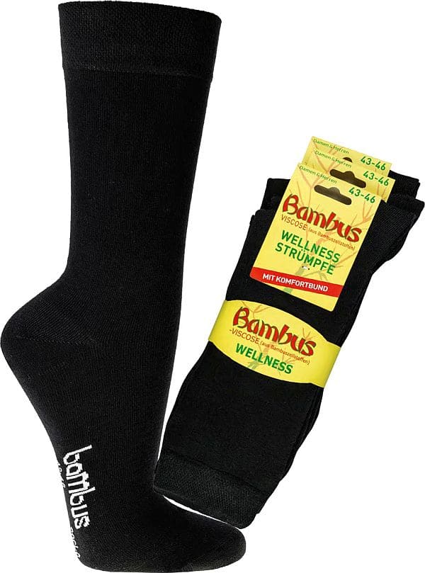 DAMEN & HERREN SUPER SOFT Wellness-Socken BAMBUS VISKOSE verstärkt-extra-breiter Piqué-Komfortbund ohne Gummidruck   3 Paar