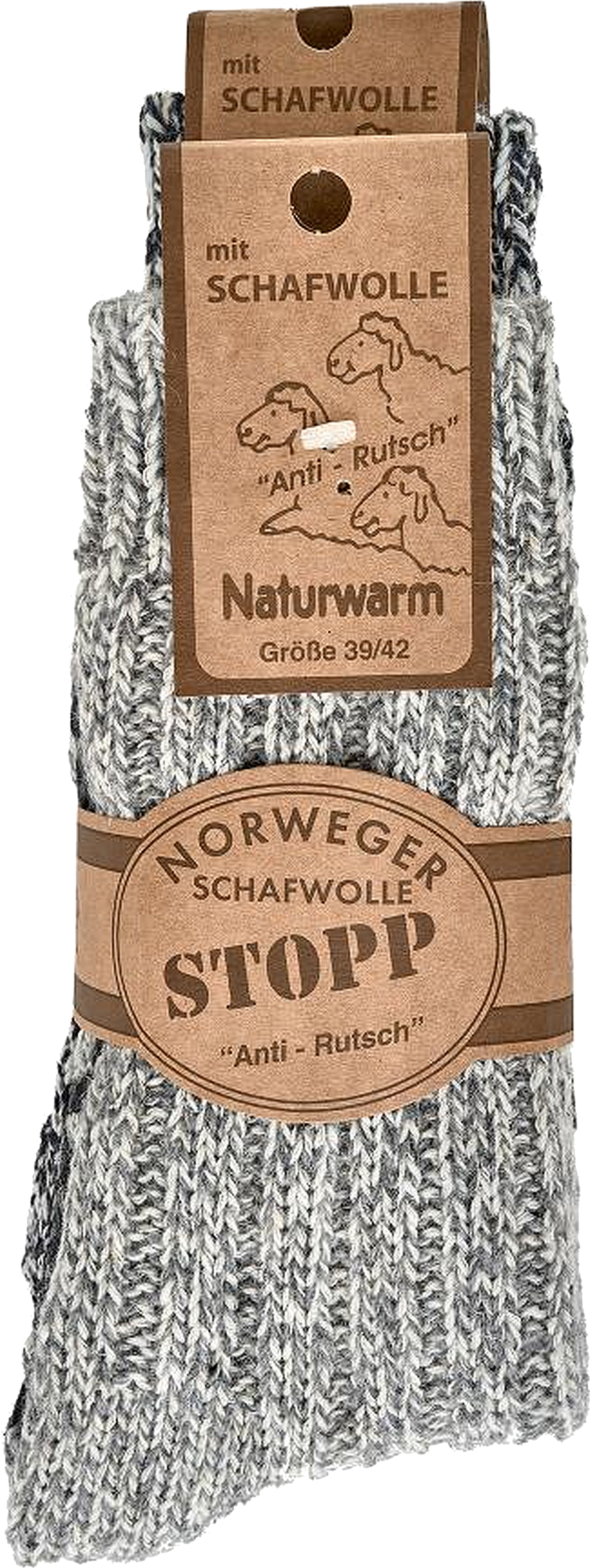 „STOPP“-Antirutsch  Norwegersocken 3er-Teilung, für Damen  und Herren  2 Paar