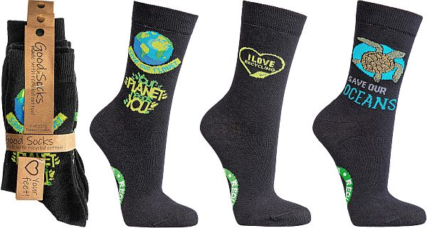Recycling-Socken  „Save the planet“   50% recycelte Baumwolle             3 Paar