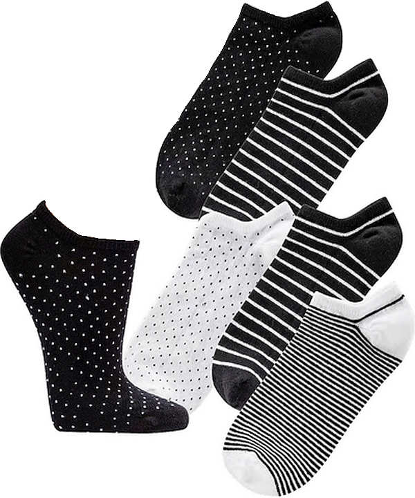 Sneakers-Kurz Socken BLACK & WHITE  für Teenager  und Damen 3 oder 6 Paar