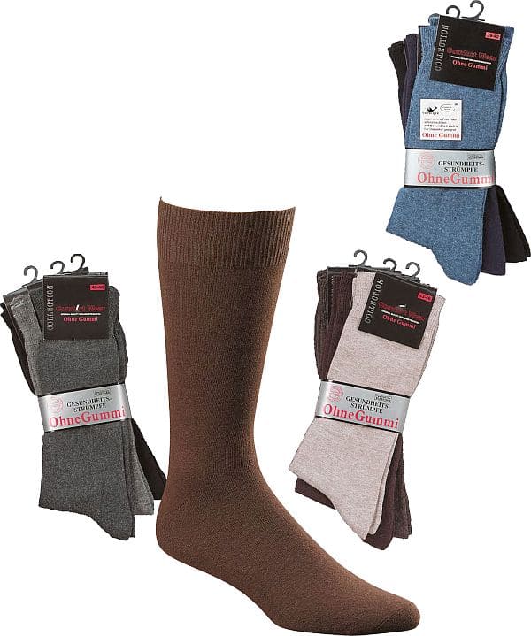 Wellness- Socken Baumwolle- ohne  Gummidruck für Herren  3 Paar