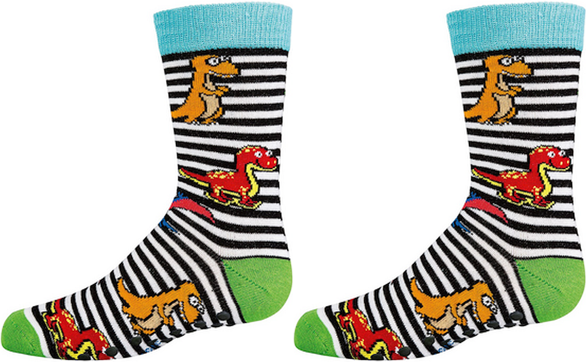 DINO Kinder-Socken „Rutschfest“ , ABS-Druck   3 Paar