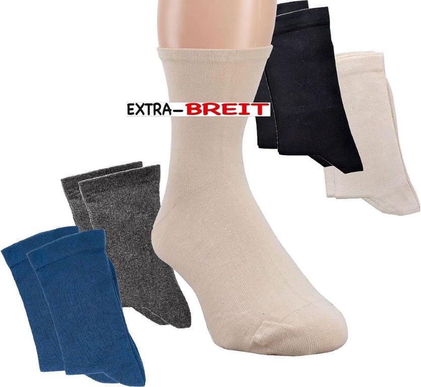 EXTRA BREIT Wellness-Socken,  extrafeine Qualität, extra weiter Komfortbund  2 Paar