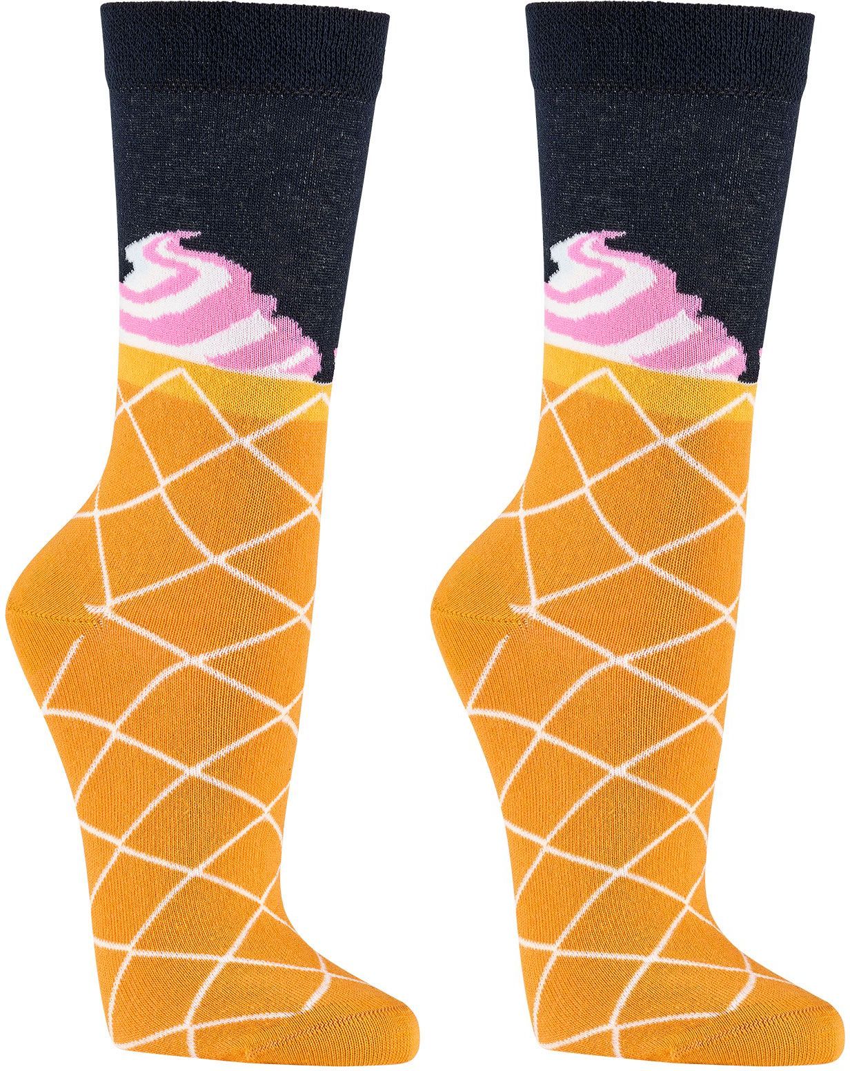 EISCREME Witzige Socken als Geschenkidee oder zum Selbertragen für Teenager, Damen und Herren, weiche Baumwolle, 2er- Bündel 