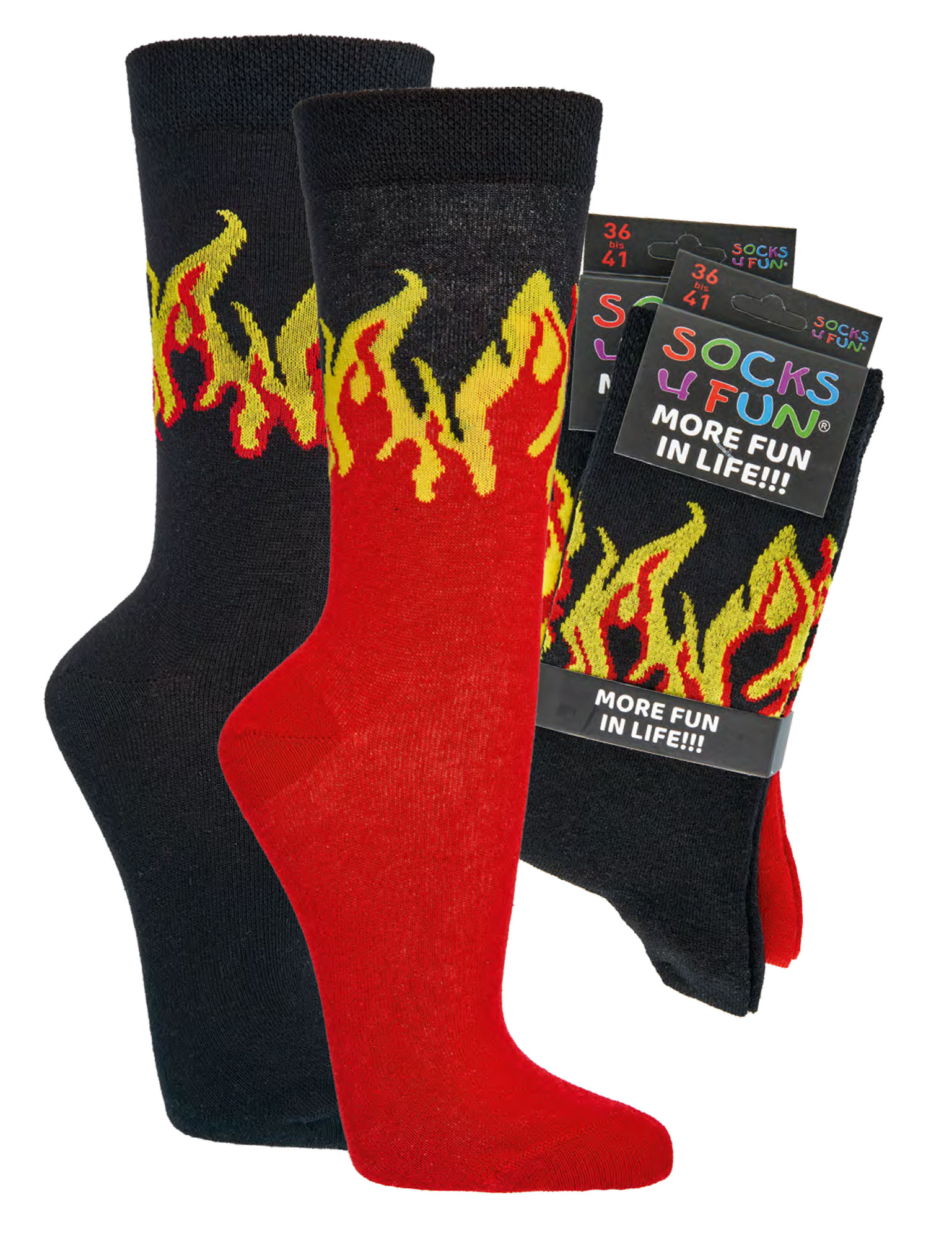 Bunte Socken FLAMME-Lustige Dessins für Teenager, Damen und Herren  2 Paar