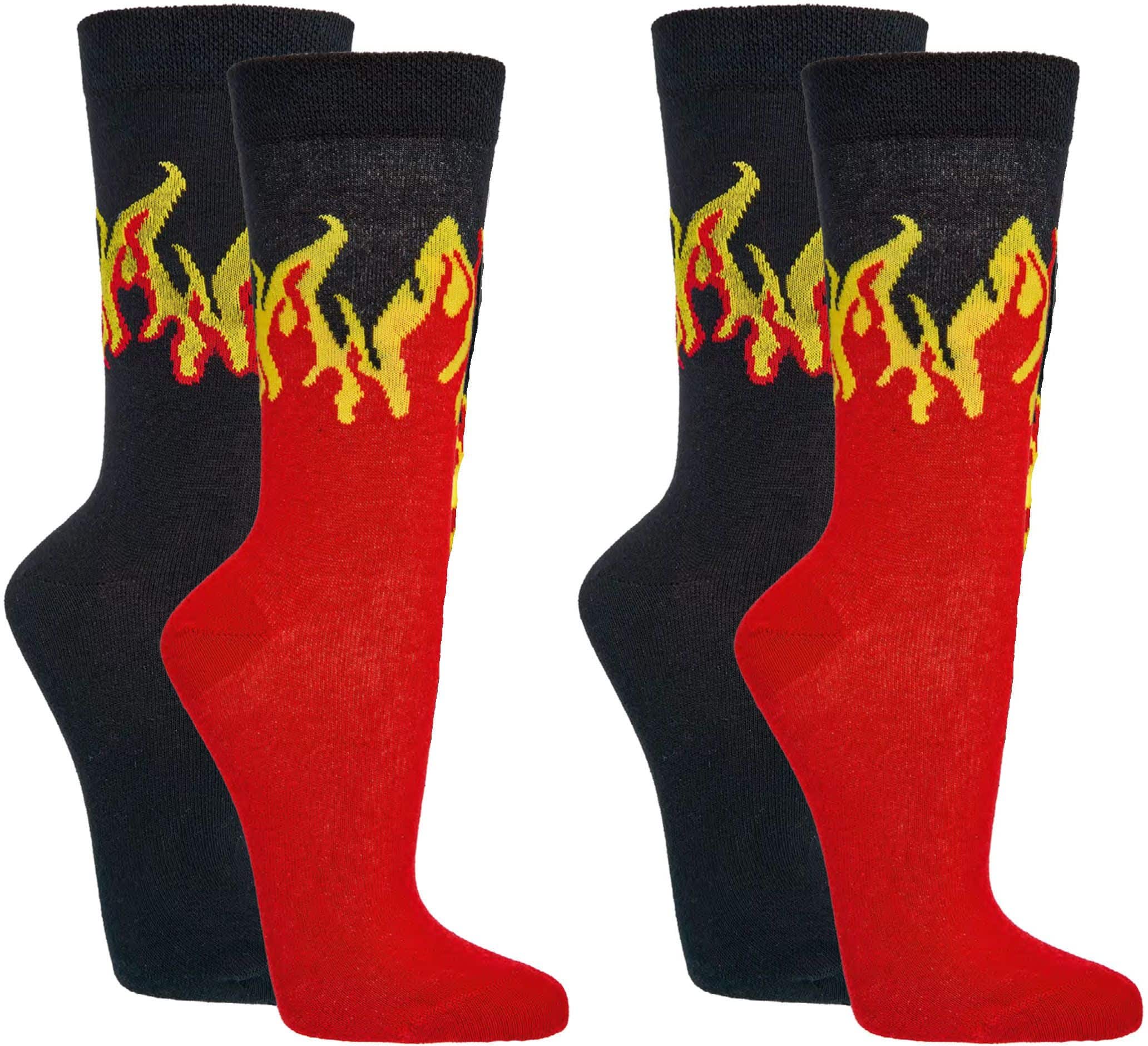 Bunte Socken FLAMME-Lustige Dessins für Teenager, Damen und Herren  2 Paar