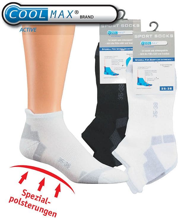 DAMEN & HERREN Sneakers-Sport-Socken mit Spezial-Polstern an Fußspitze und Ferse   3 Paar