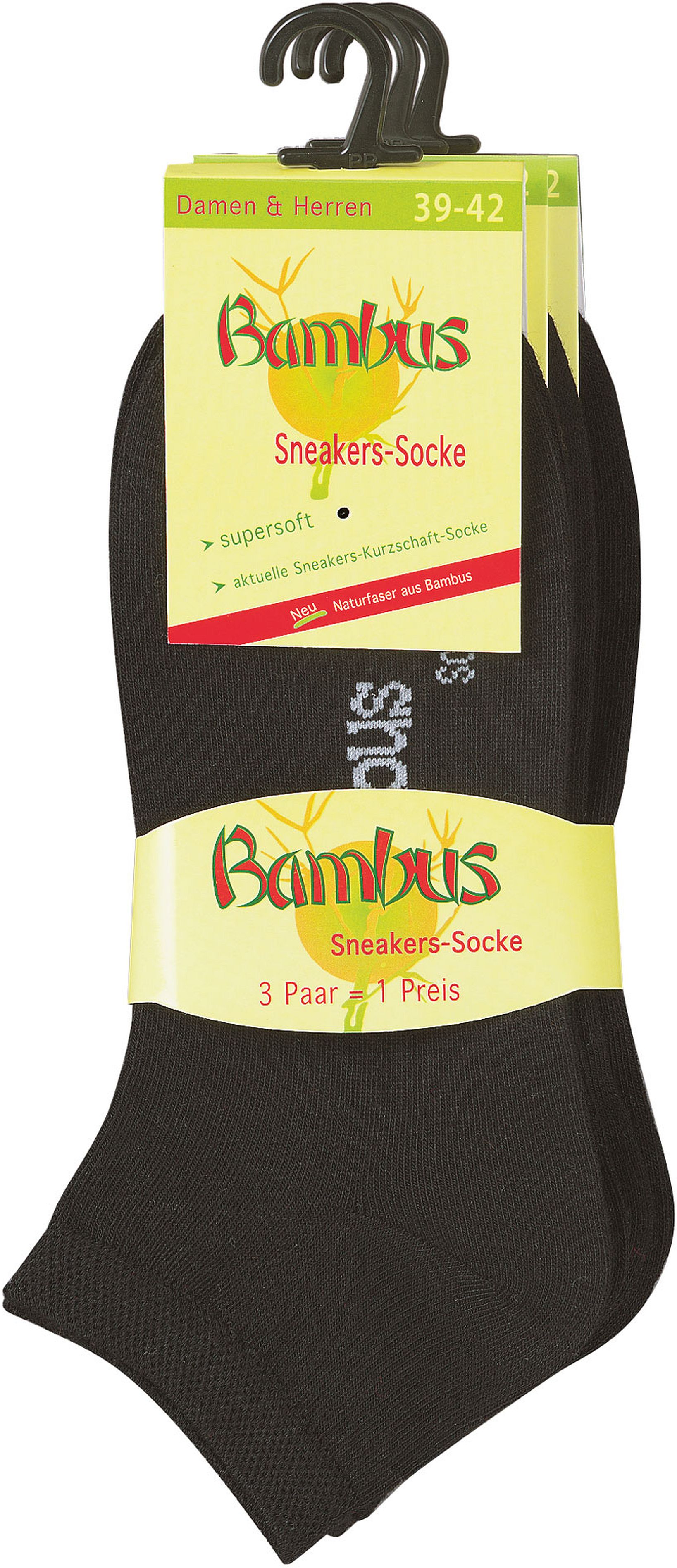 Sneakers -Socken BAMBUS- VISKOSE  UNI-FARBEN für Teenager, Damen und Herren  3 Paar
