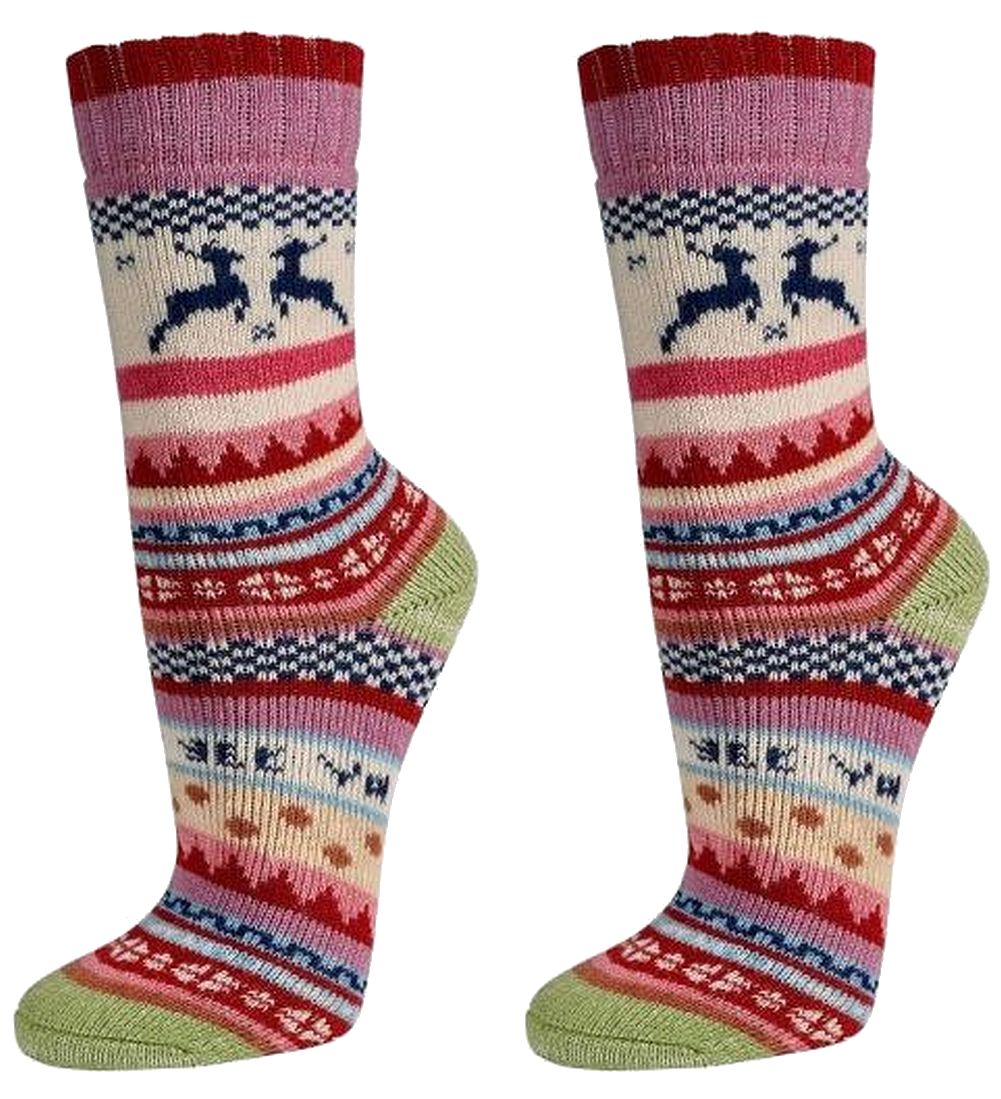 Hygge-Socken mit Wolle Skandinavien-Stil-ELCH Motive  2 Paar