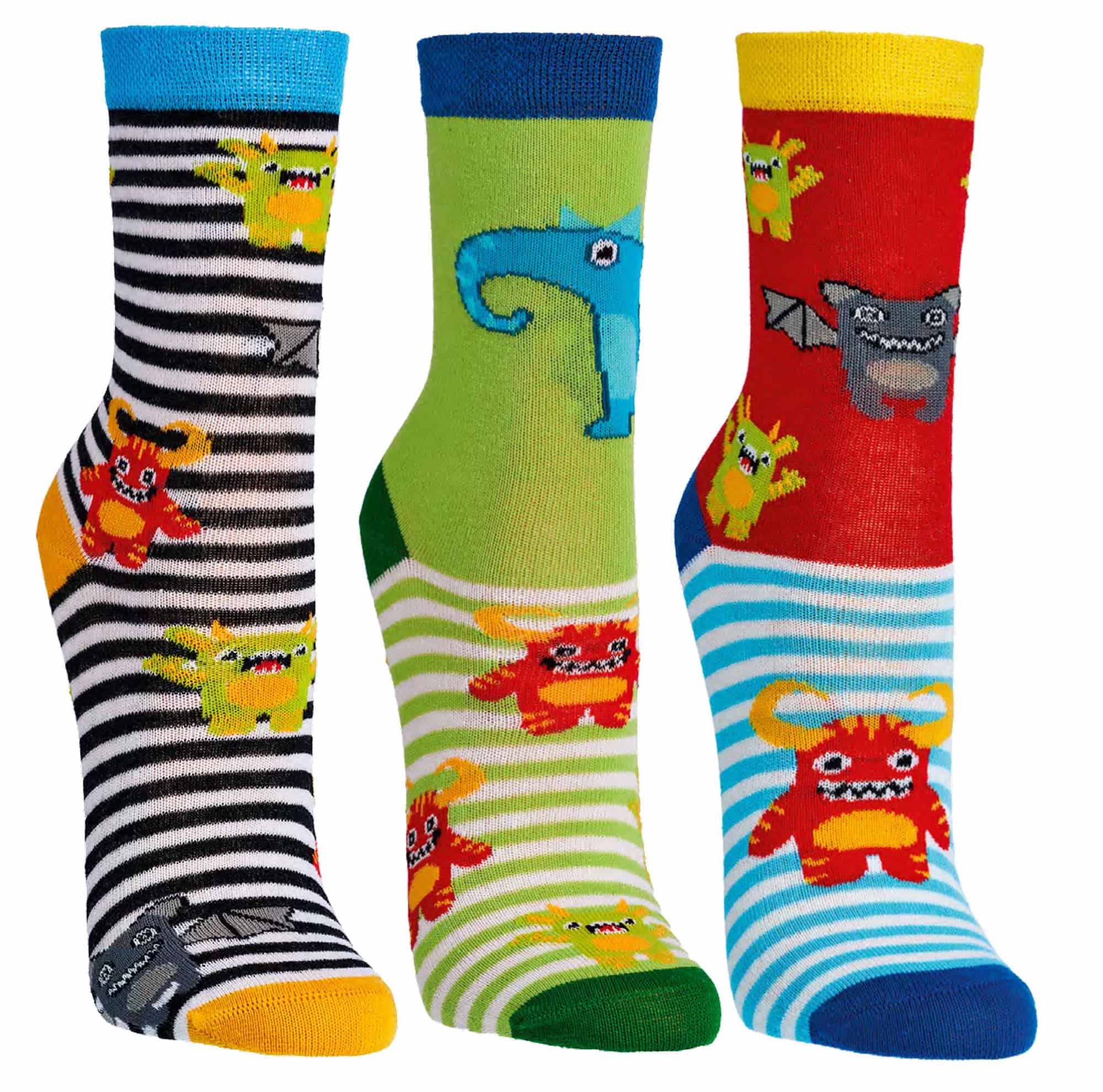  Kinder Socken   FRECHDACHS- KLEINE FRECHE MONSTER    aus weichem Baumwolle   3 Paar