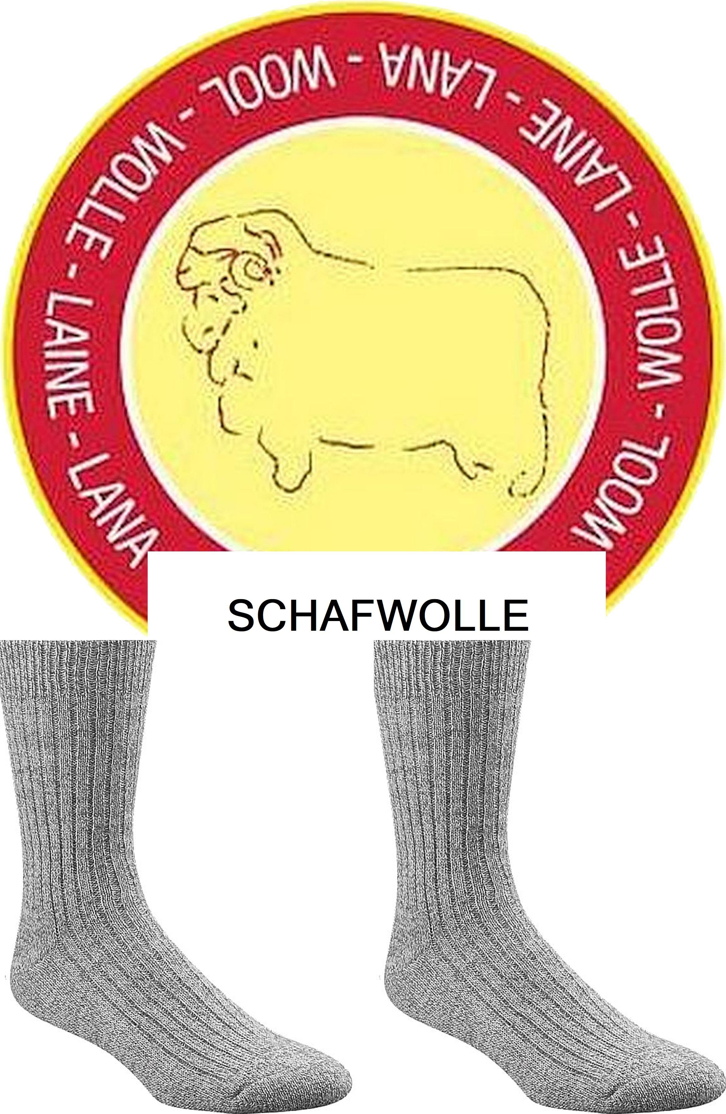 100% SCHAFWOLLE Wellness-Socken mit Plüschsohle graumeliert, ohne Gummidruck,  6er-Teilung. Superwash  3 Paar