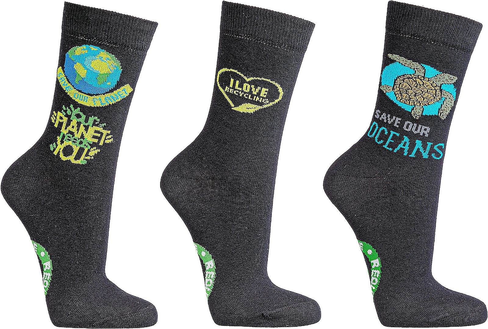  Recycling-Socken  „Save the planet“   50% recycelte Baumwolle für Damen und Herren 3 Paar