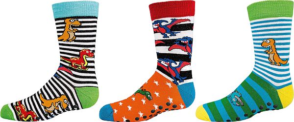 DINO Kinder-Socken „Rutschfest“ , ABS-Druck   3 Paar