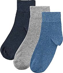 Wellness-Socken, Baumwolle für Damen und Herren, mit verkürztem  Schaft, Piqué-Bund  - ohne Gummidruck         3 Paar