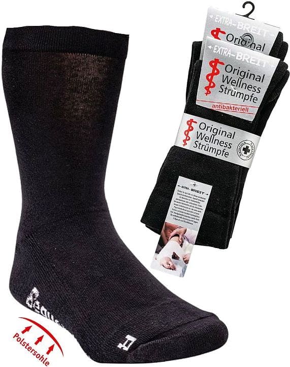 DAMEN & HERREN EXTRA BREIT Strumpf/Socke mit Polstersohle antibakteriell KOMFORTBUND    2 Paar