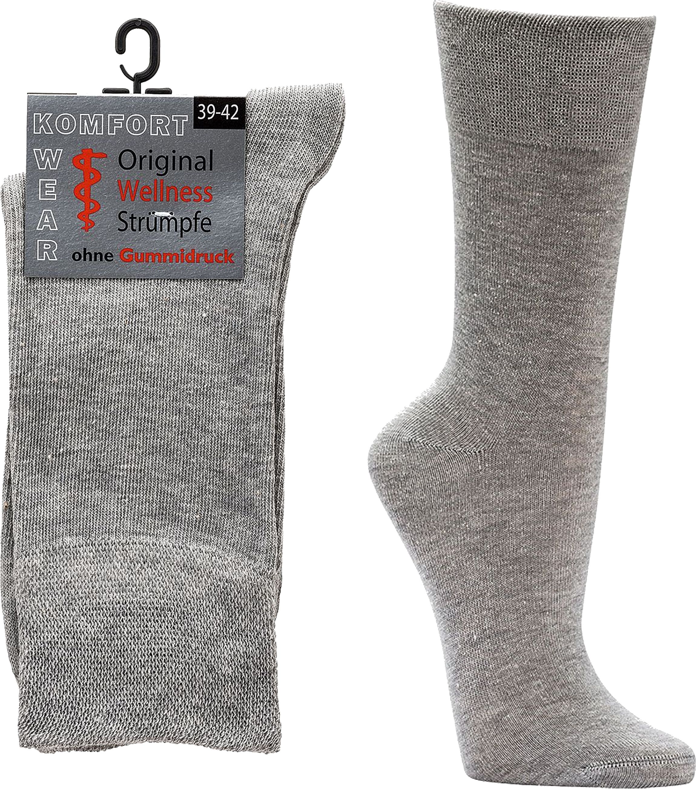 WELLNESS- SOCKEN , Baumwolle mit extrabreiter Piqué-Bund  für Damen und Herren 3 Paar