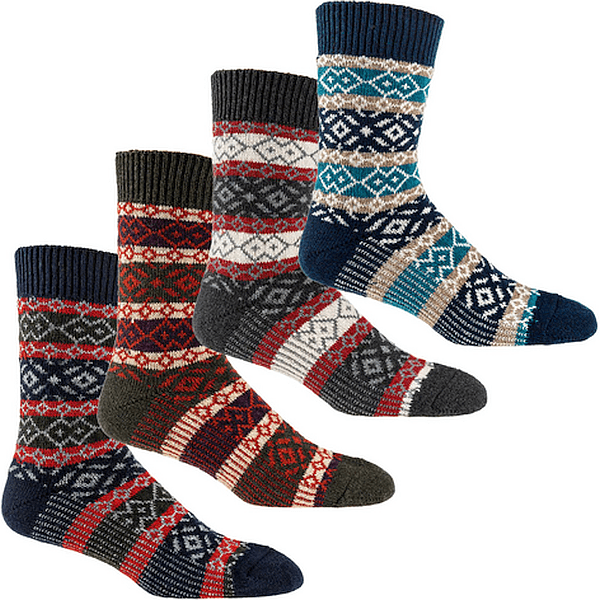  Hygge-Socken mit Wolle für DAMEN  grau-blau-marine 3 Paar