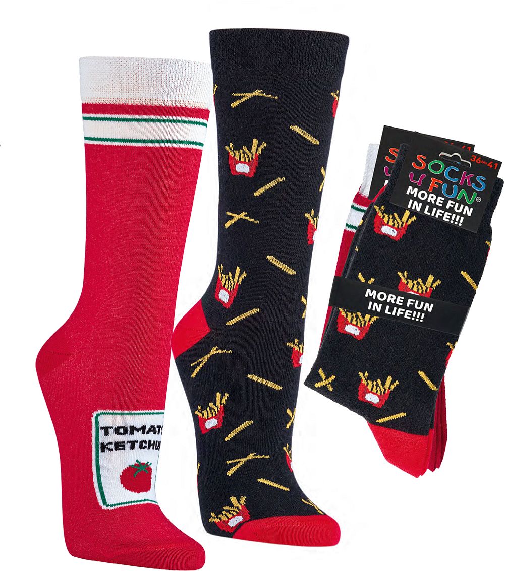Lustige Socken „Pommes Frites“ für Teenager, Damen & Herren 2 Paar