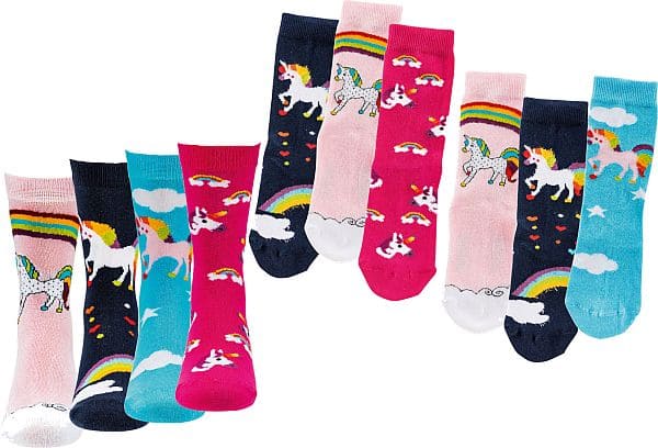 Kinder-Socken   „Einhorn“ aus weichem gekämmten Baumwolle,  3 Paar