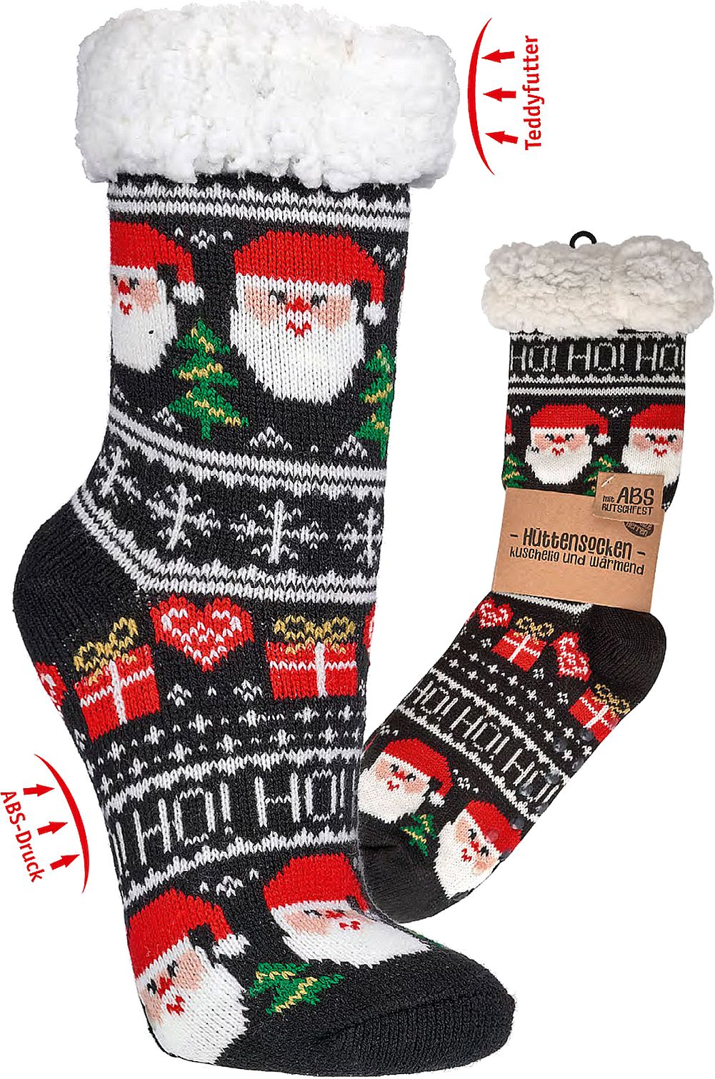 „Weihnachten“ Hütten-Socken, ABS,  Super Soft 1 Paar