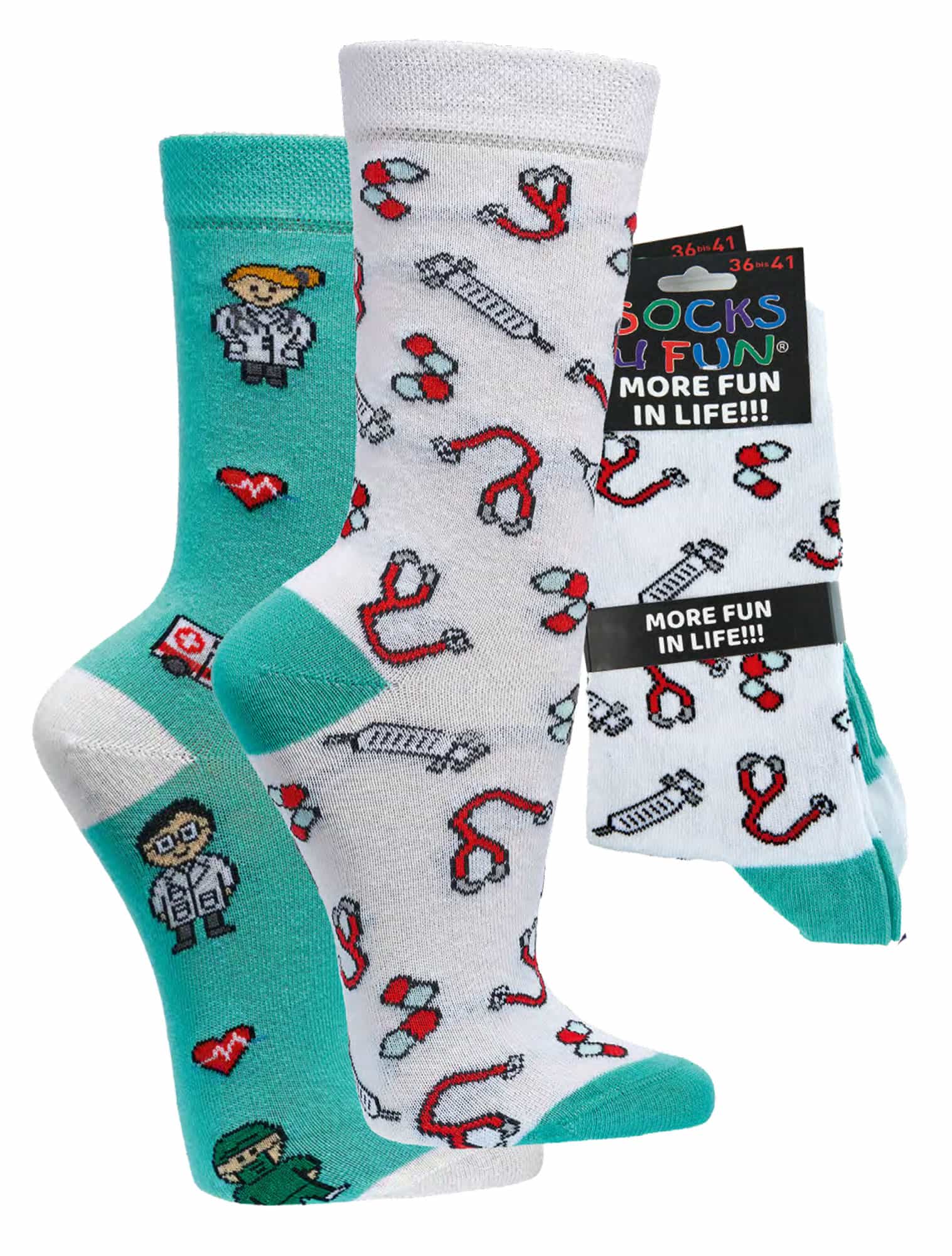 MEDIZIN   witzige Socken - Lustige Dessins für Teenager, Damen und Herren 2 Paar
