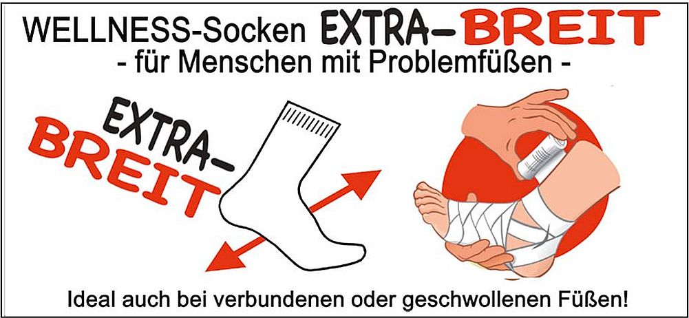 EXTRA BREIT Strumpf/Socke mit Polstersohle antibakteriell KOMFORTBUND    2 Paar