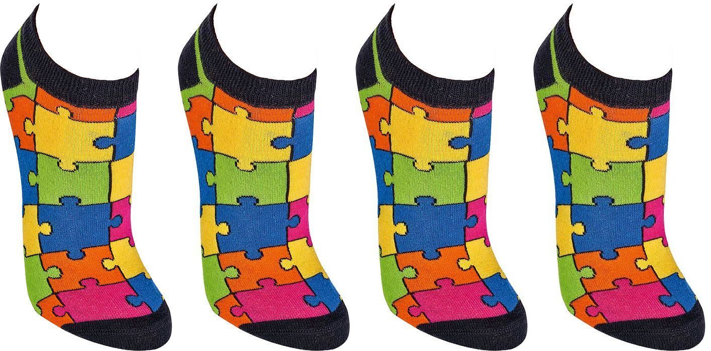 PUZZLE  Witzige Sneaker Socken - SOCKS 4 FUN - Mehr Spaß im Alltag für Teenager, Damen und Herren, 4 Paar
