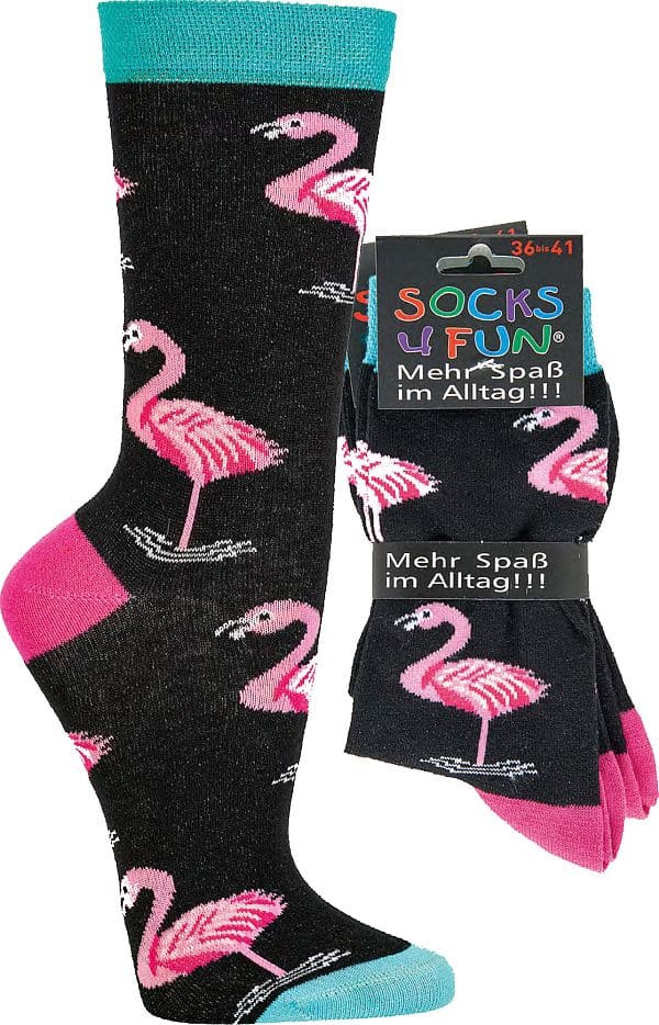 FLAMINGO  witzige Socken als Geschenkidee oder zum Selbertragen  2 Paar