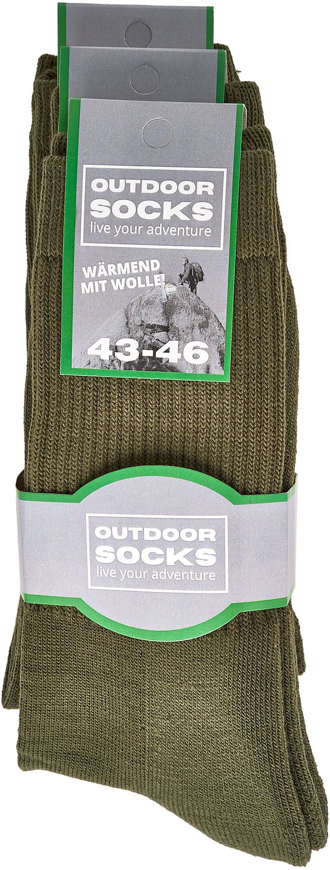HERREN „Outdoor“-Socken  mit Wolle Plüschsohle, Vollfrotteeverstärkung 3 Paar