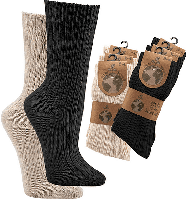 DAMEN & HERREN 100 % reine Bio Baumwolle Socken Dicke Qualität   3 Paar