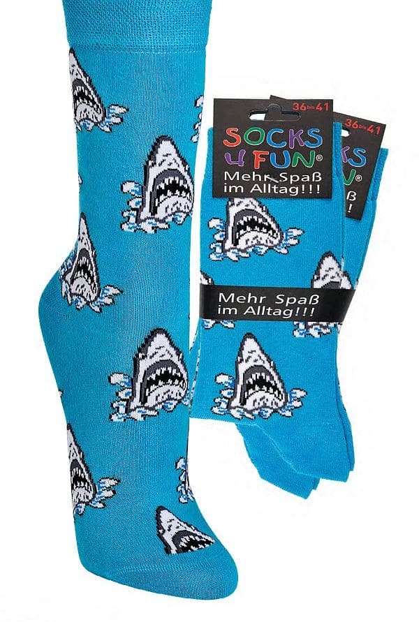 HAI   witzige Socken – Lustige Dessins für Teenager, Damen & Herren 2 Paar