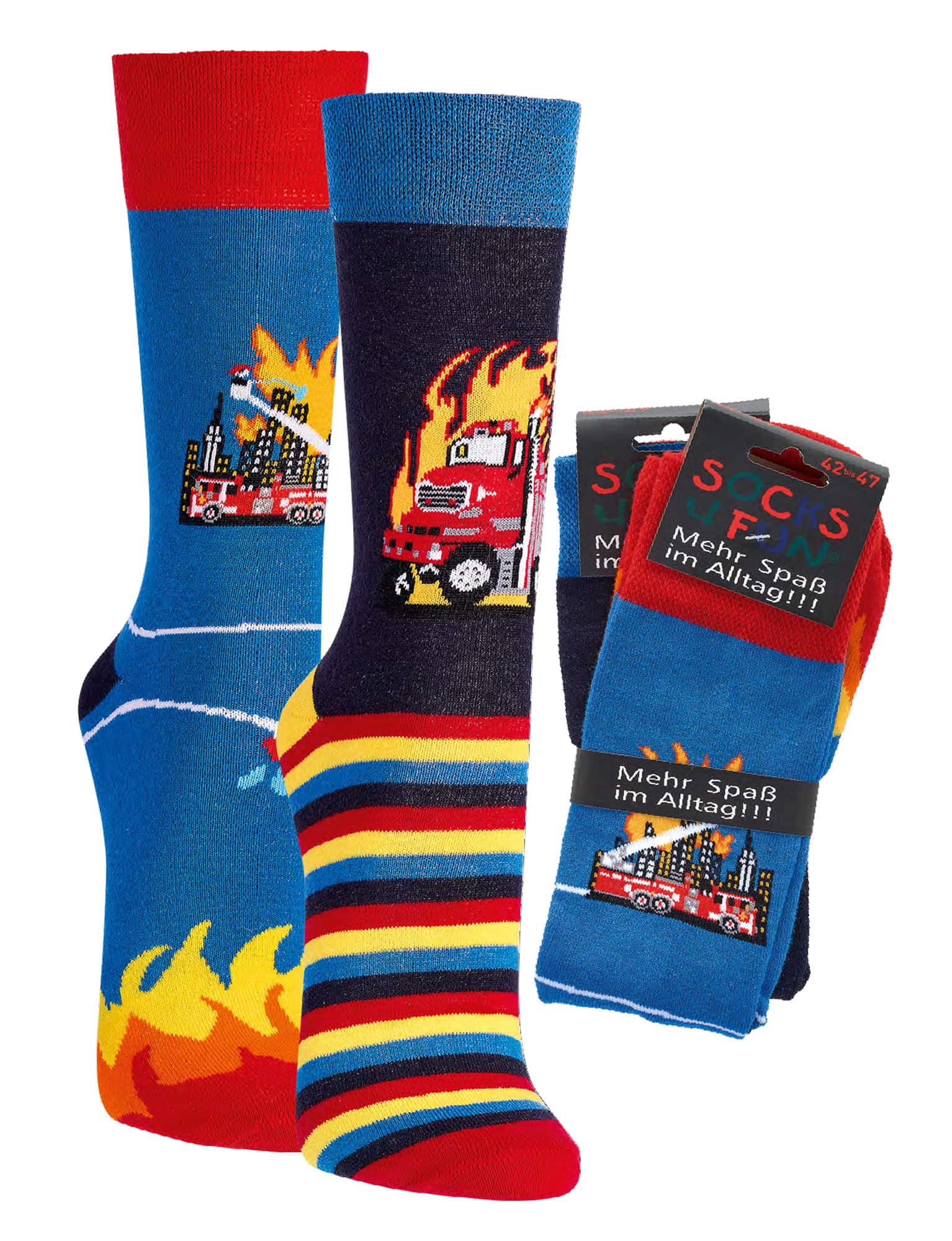 Bunte Socken-Feuerwehr  als Geschenkidee oder zum Selbertragen  2 Paar