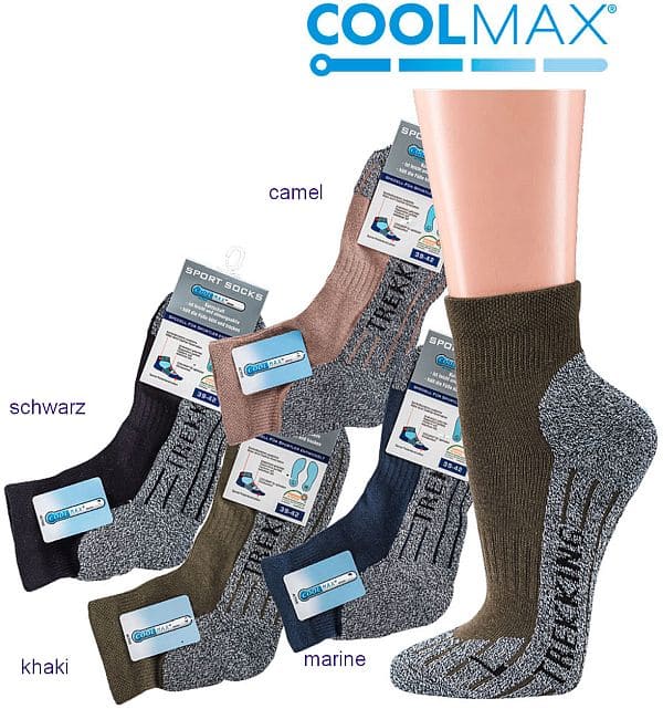 Trekking-Socken-Kurz Schaft-Form Funktions-Sportsocken für Damen und Herren     2Paar