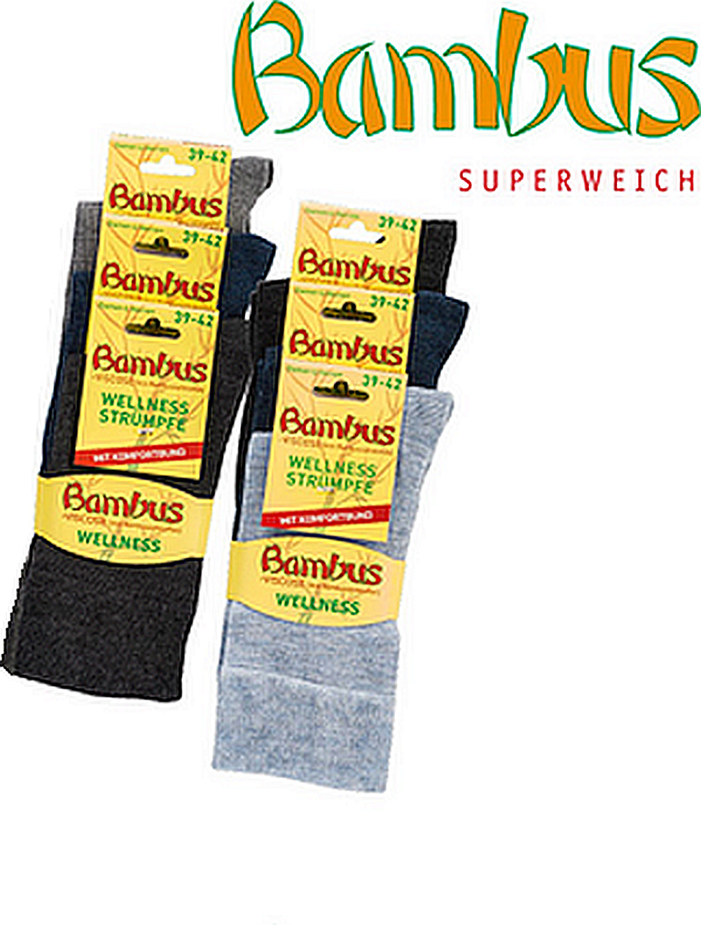 Wellness-Socken BAMBUS- VISKOSE, normallang, melange Farben  mit extrabreiter Piqué-Komfortbund  ohne Gummidruck  für Damen und  Herren,   6 Paar