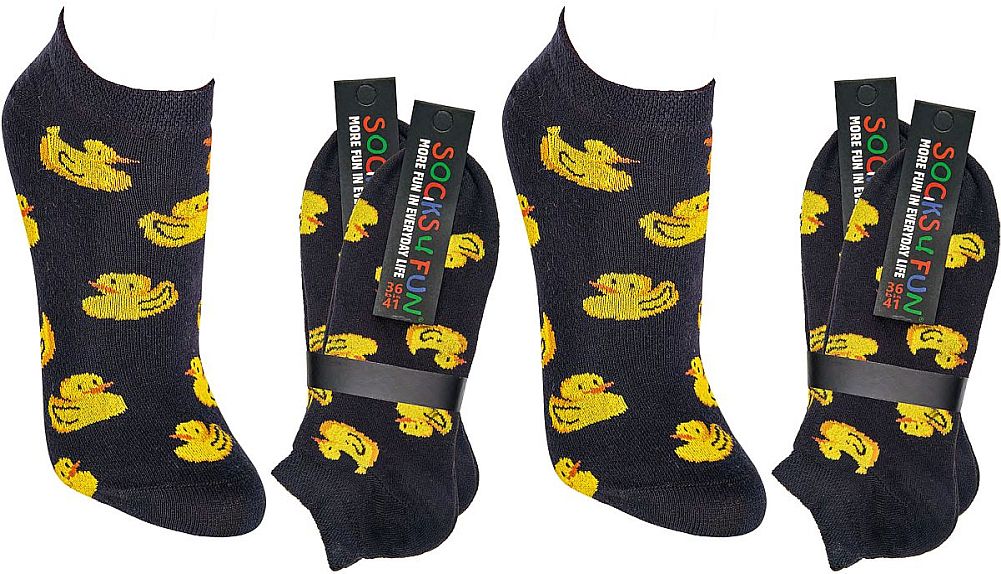  QUIETSCHE ENTE Witzige Sneaker Socken - SOCKS 4 FUN - Mehr Spaß im Alltag für Teenager, Damen und Herren,   4 Paar