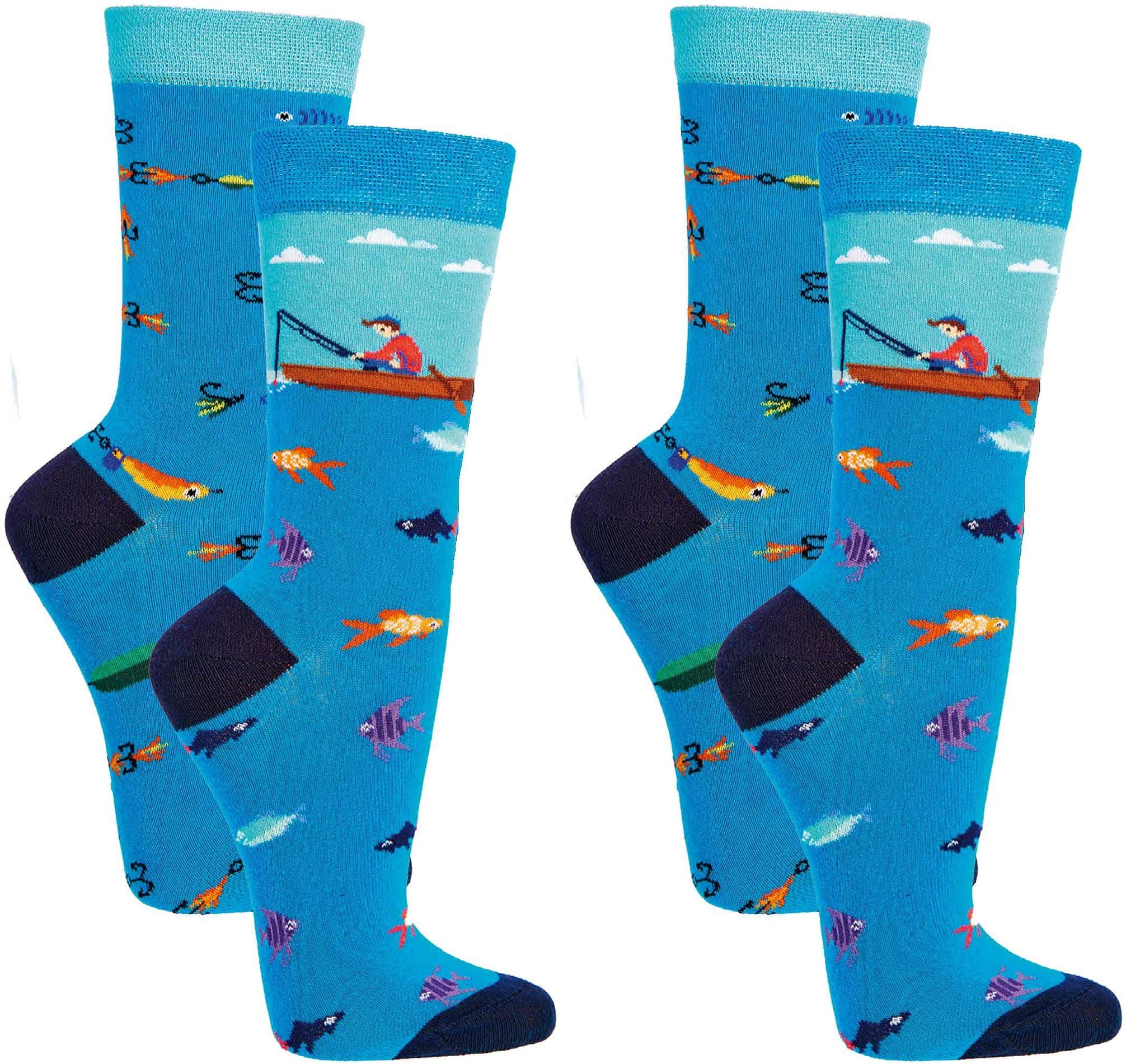ANGLER witzige Socken – Lustige Dessins für Teenager, Damen & Herren 2 Paar