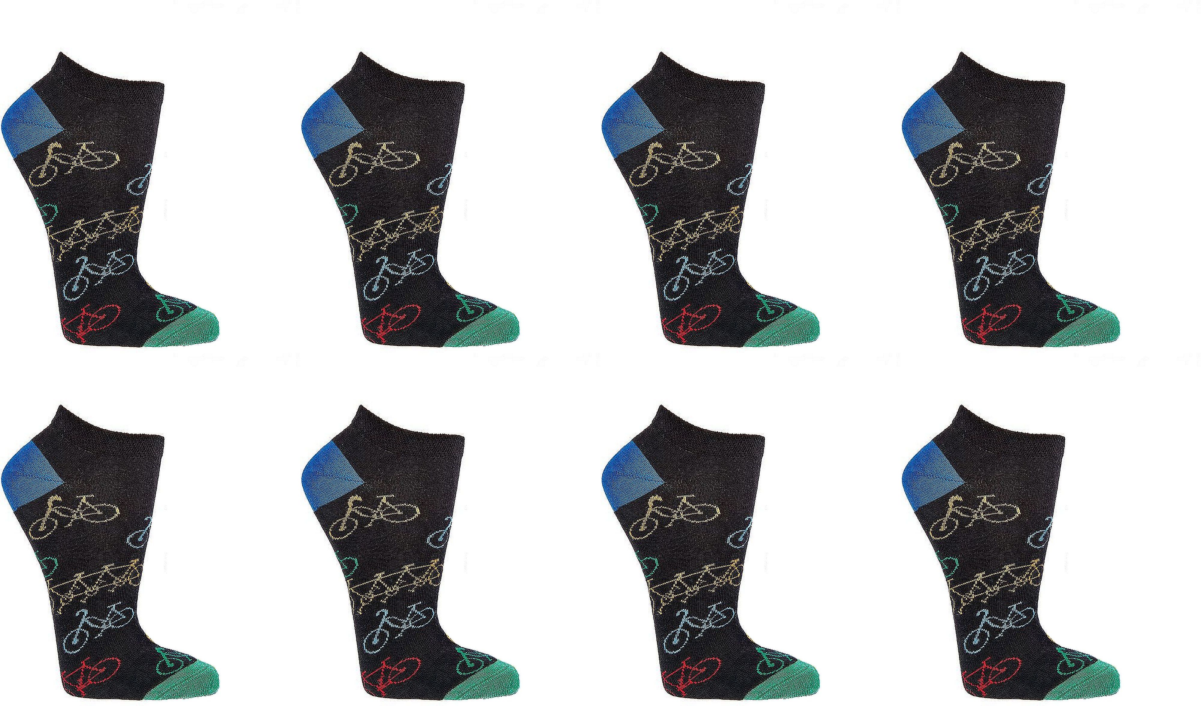 FAHRRAD Witzige Sneaker Socken - SOCKS 4 FUN - Mehr Spaß im Alltag für Teenager, Damen und Herren, 2 oder 4 Paar