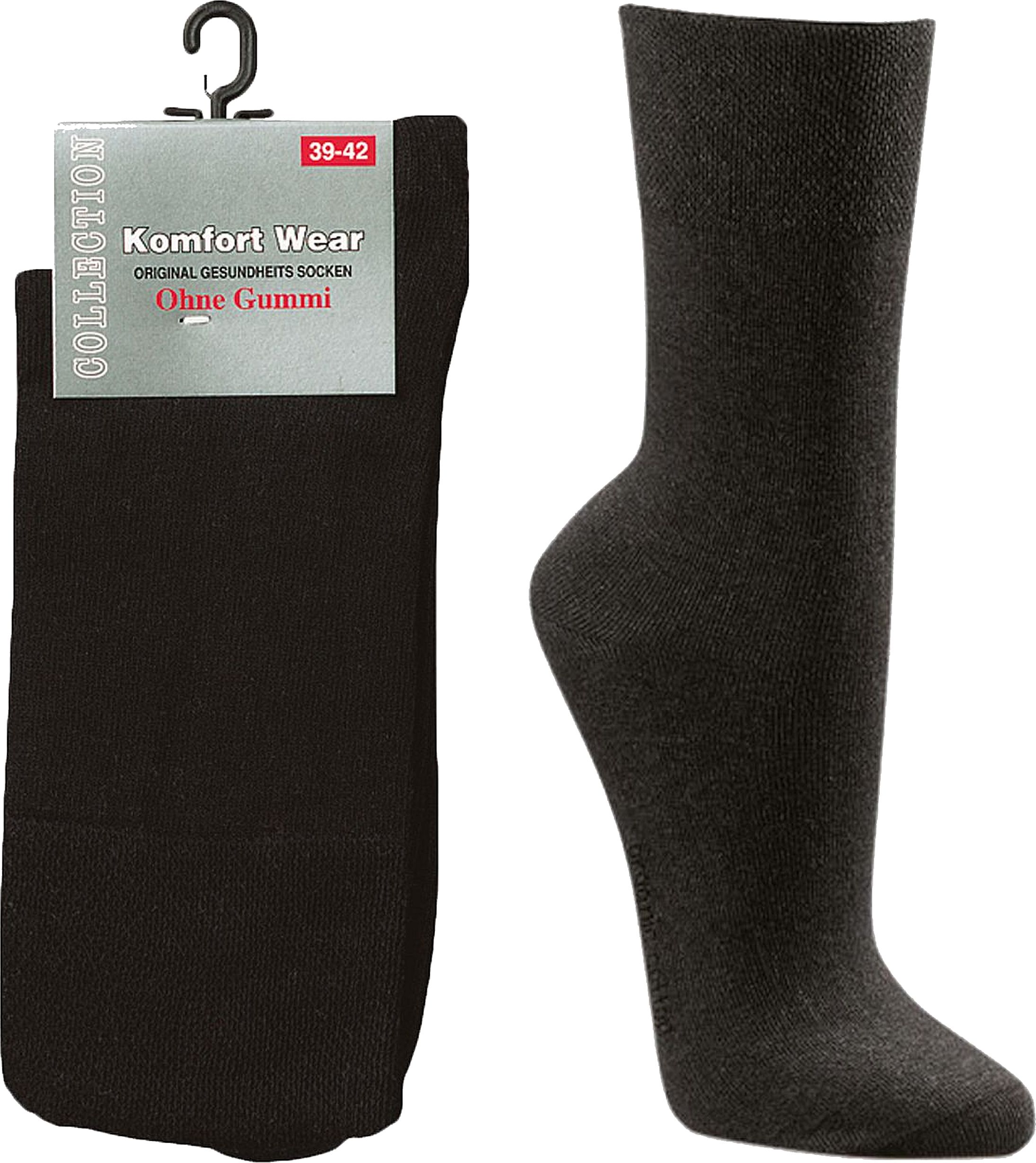 WELLNESS- SOCKEN , Baumwolle mit extrabreiter Piqué-Bund  für Damen und Herren 3 Paar