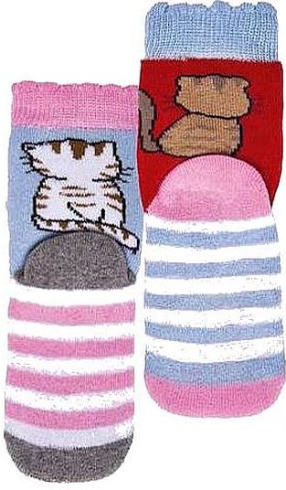 Baby Socken KÄTZCHEN weiche Baumwolle, mit   WELLENRAND,      3 Paar