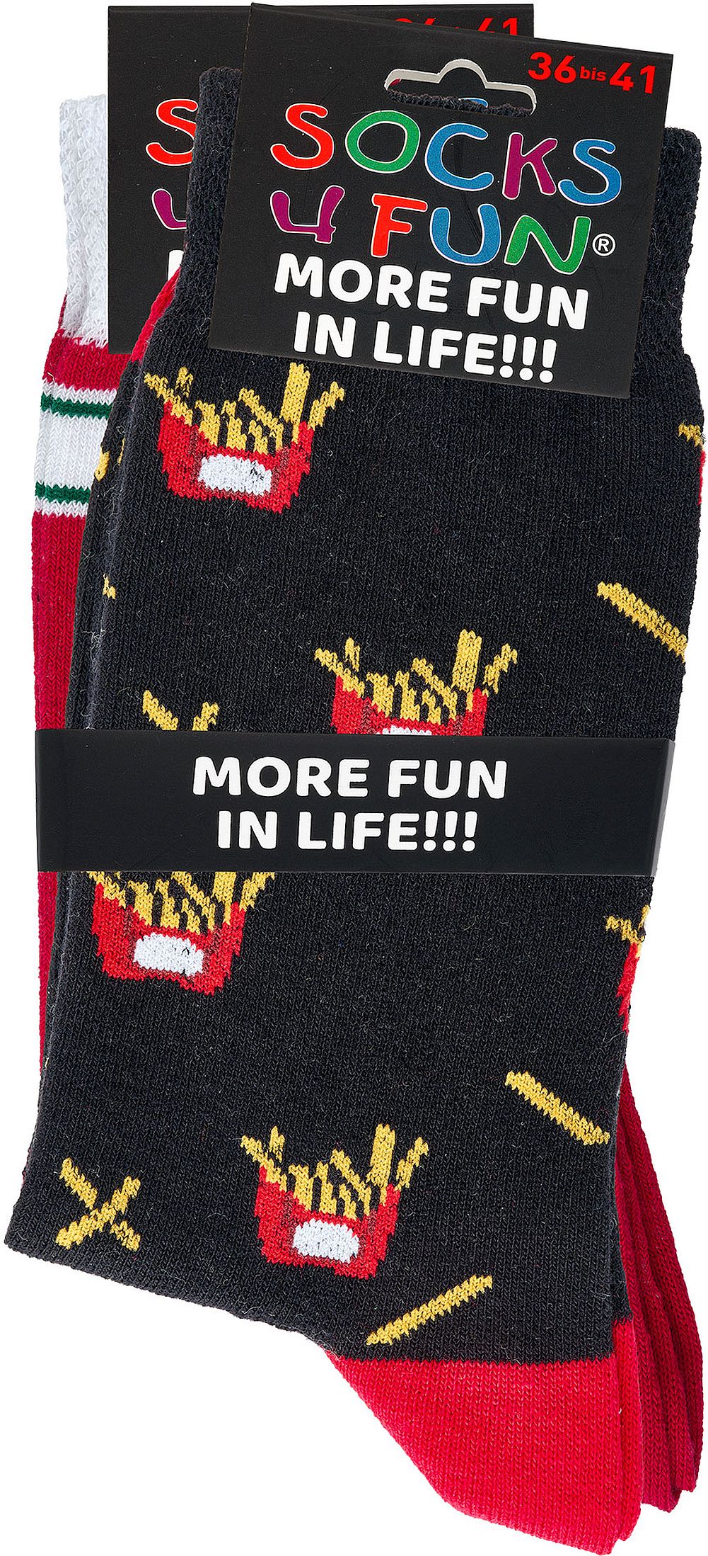  POMMES FRITES Witzige Socken Lustige Dessin - SOCKS 4 FUN - Mehr Spaß im Alltag für Teenager, Damen und Herren, 2 Paar