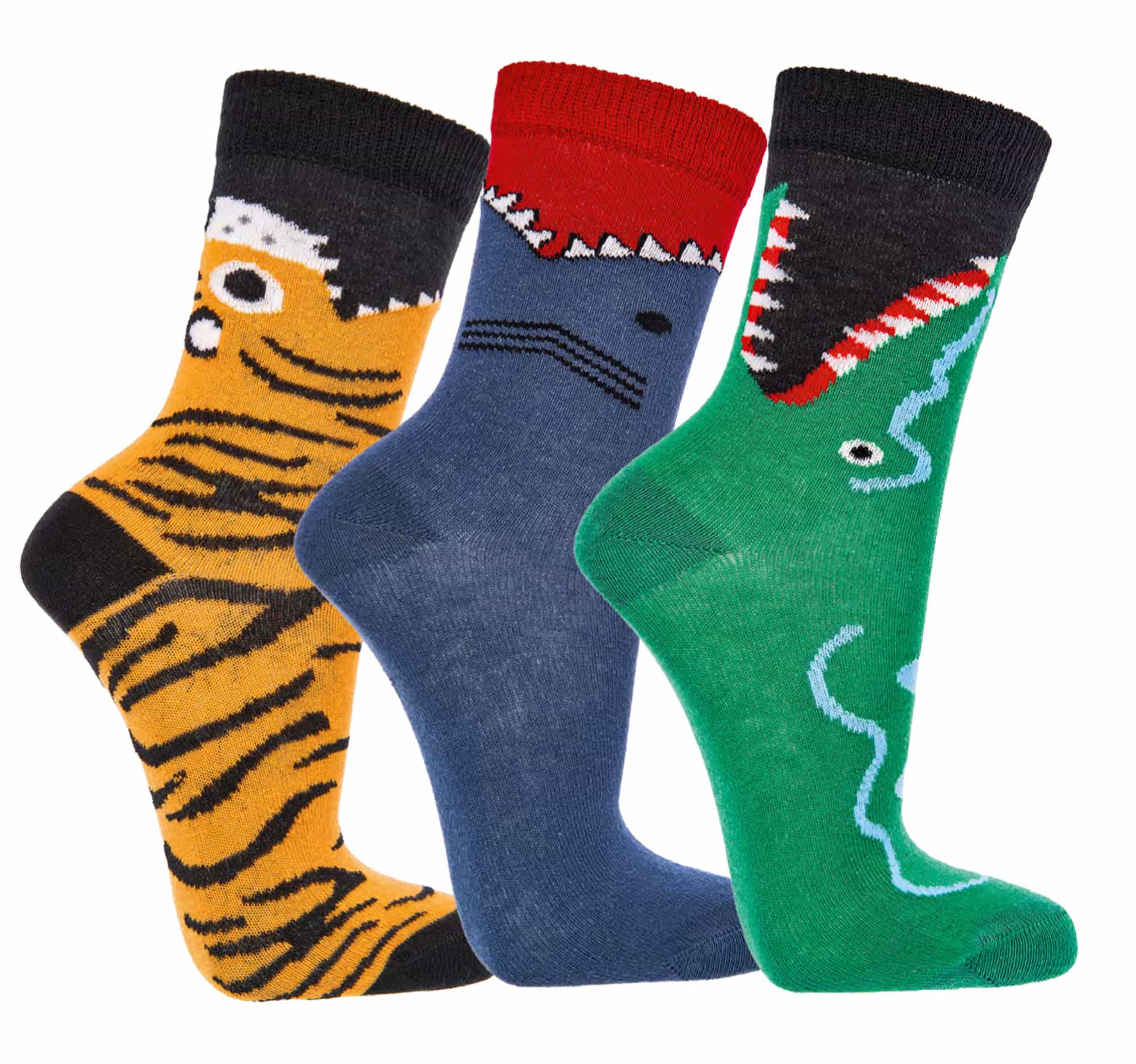 Kinder- Socken  GEFÄHRLICHE TIERE  aus weicher Baumwolle,     3 Paar