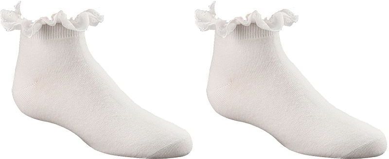 Kinder Socken ROMANTIK  mit Spitzenrüsche aus echter Baumwolle, weiß 3 Paar