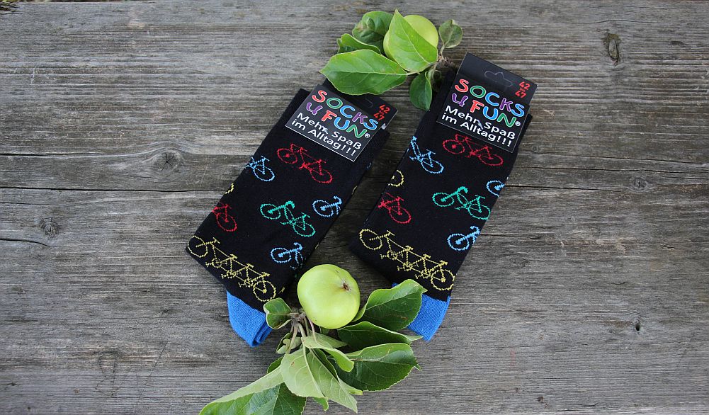FAHRRAD  witzige Socken – Lustige Dessins für Teenager, Damen & Herren 2 Paar