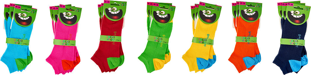 Computer-Kinder Sneakers-Socken „Gute Laune-Farben“ 3 Paar