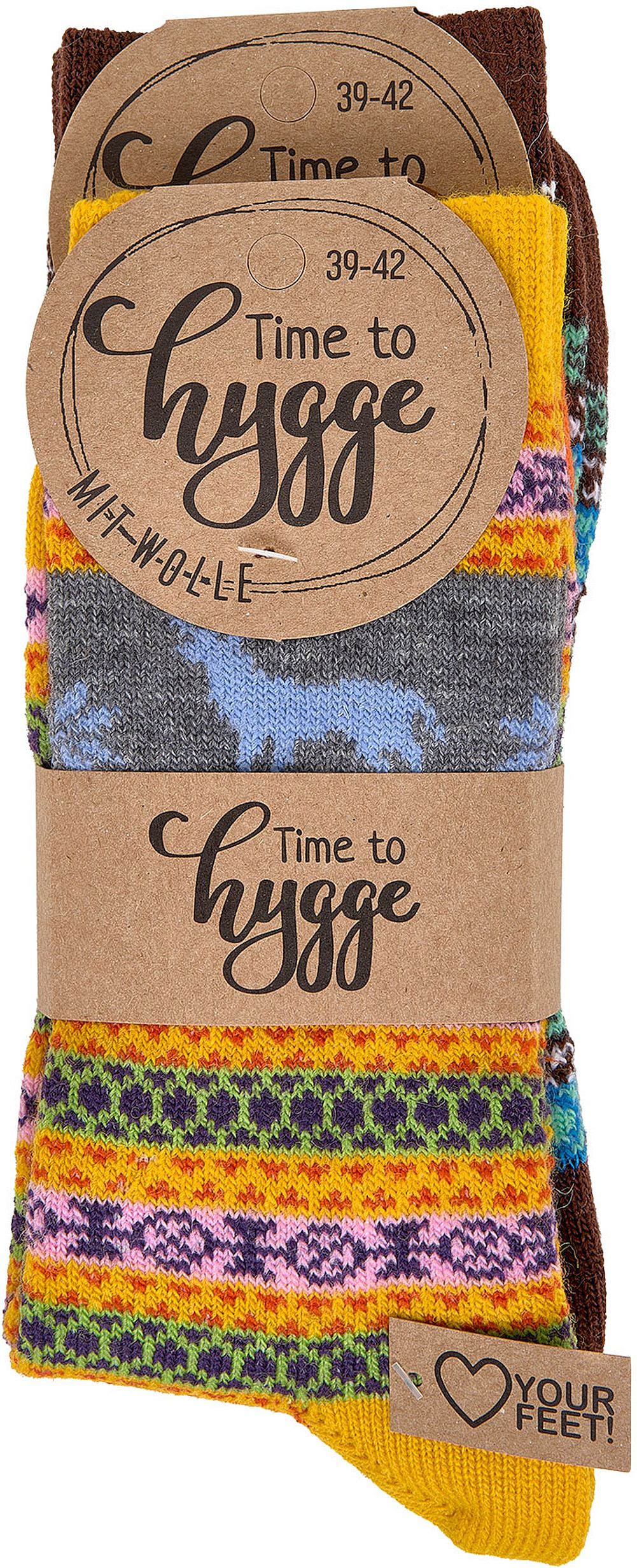   „Hygge“- Socken mit Wolle für Teenager, Damen und Herren  2 Paar